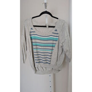 Reg 225 American Rag Vie gray stripe sweater size M